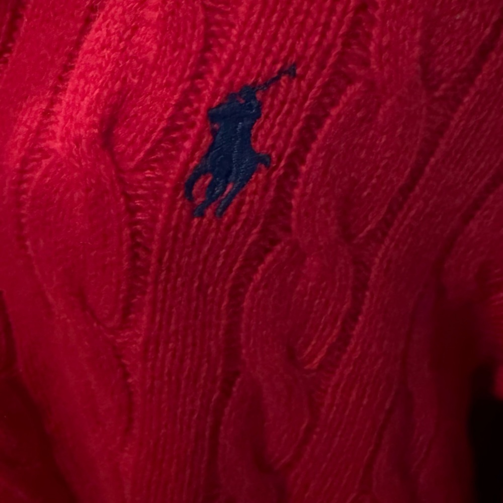 Polo Ralph Lauren Men's Red Cable Knit Sweater